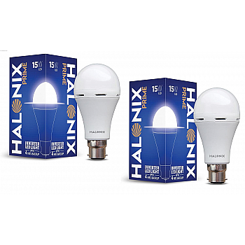 Halonix 8.5 Watt B22 LED White Rechargeable Emergency light Inverter Bulb, Pack of 2