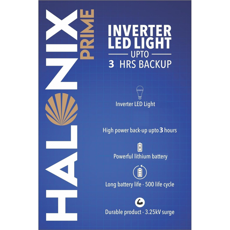 HALONIX LED PRIME INVERTER 9W B22 CW PK5 M 4 hrs Bulb Emergency Light  (White)