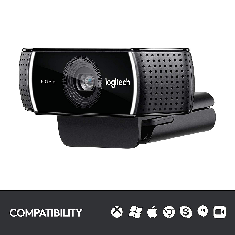 Logitech C922 Pro Stream Webcam, HD 1080p/30fps or HD 720p 60fps  - Black