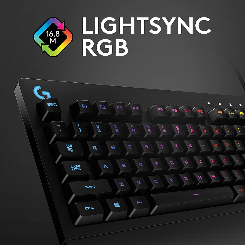 Logitech G213 Light sync RGB, Spill-resistant, Palm-rest, Customizable Keys Wired USB Gaming Keyboard  (Black)