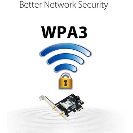 ASUS PCE-AX3000 Dual Band PCI-E WiFi 6 (802.11ax). Supporting 160MHz, Bluetooth 5.0, WPA3 Network Security ASUS PCE-AX3000 Dual Band PCI-E WiFi 6 (802.11ax). Supporting 160MHz, Bluetooth 5.0, WPA3 Network Security