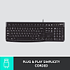 Logitech K120 Wired Keyboard for Windows, USB Plug-and-Play Full-Size, Spill Resistant