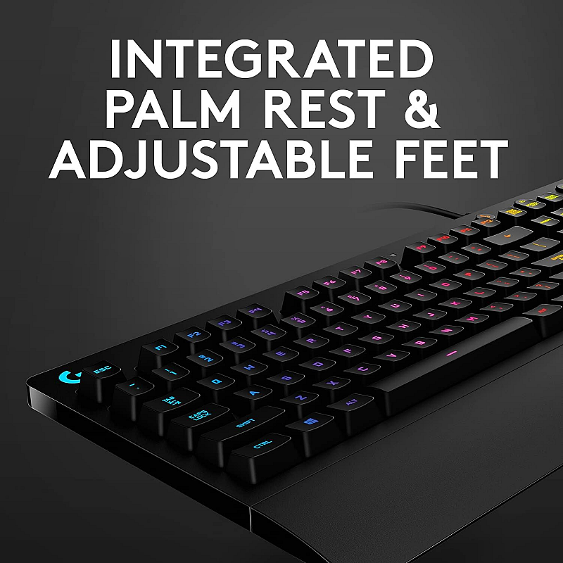 Logitech G213 Light sync RGB, Spill-resistant, Palm-rest, Customizable Keys Wired USB Gaming Keyboard  (Black)