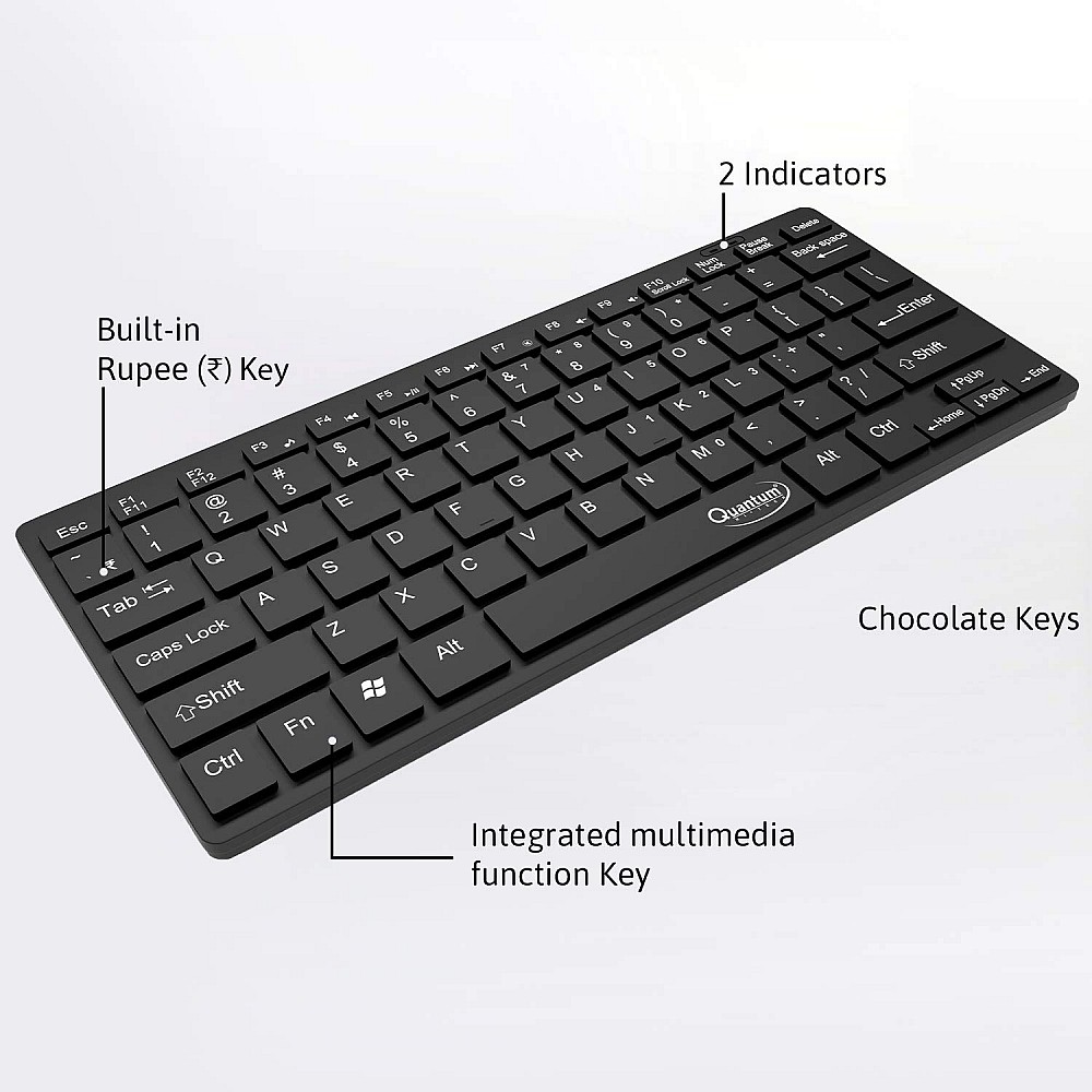 Buy QUANTUM QHM7307 MINI MULTIMEDIA KEYBOARD Wired USB Multi-device ...