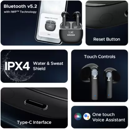 boAt Airdopes 118 WROGN Edition 50 HRS Playback ENx Tech and Beast mode Opal Black True Wireless boAt Airdopes 118 WROGN Edition 50 HRS Playback ENx Tech and Beast mode Opal Black True Wireless
