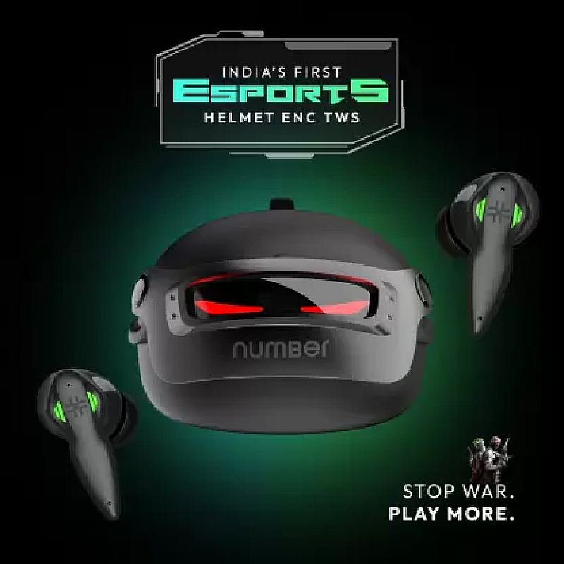 Number Super Buds Pro GT9 Helmet MEMS 48 Hrs Battery Bluetooth Gaming Headset Commando Black