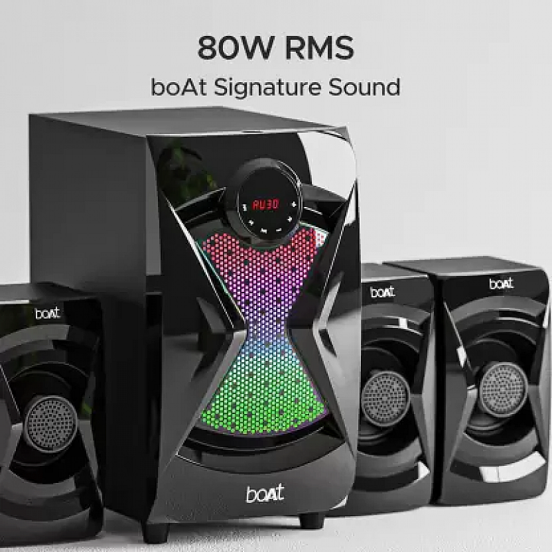 boAt Blitz 1500 Pro with Dynamic RGB LEDs, EQ Modes and Master Remote Control 80 W Bluetooth Home Theatre Space Black