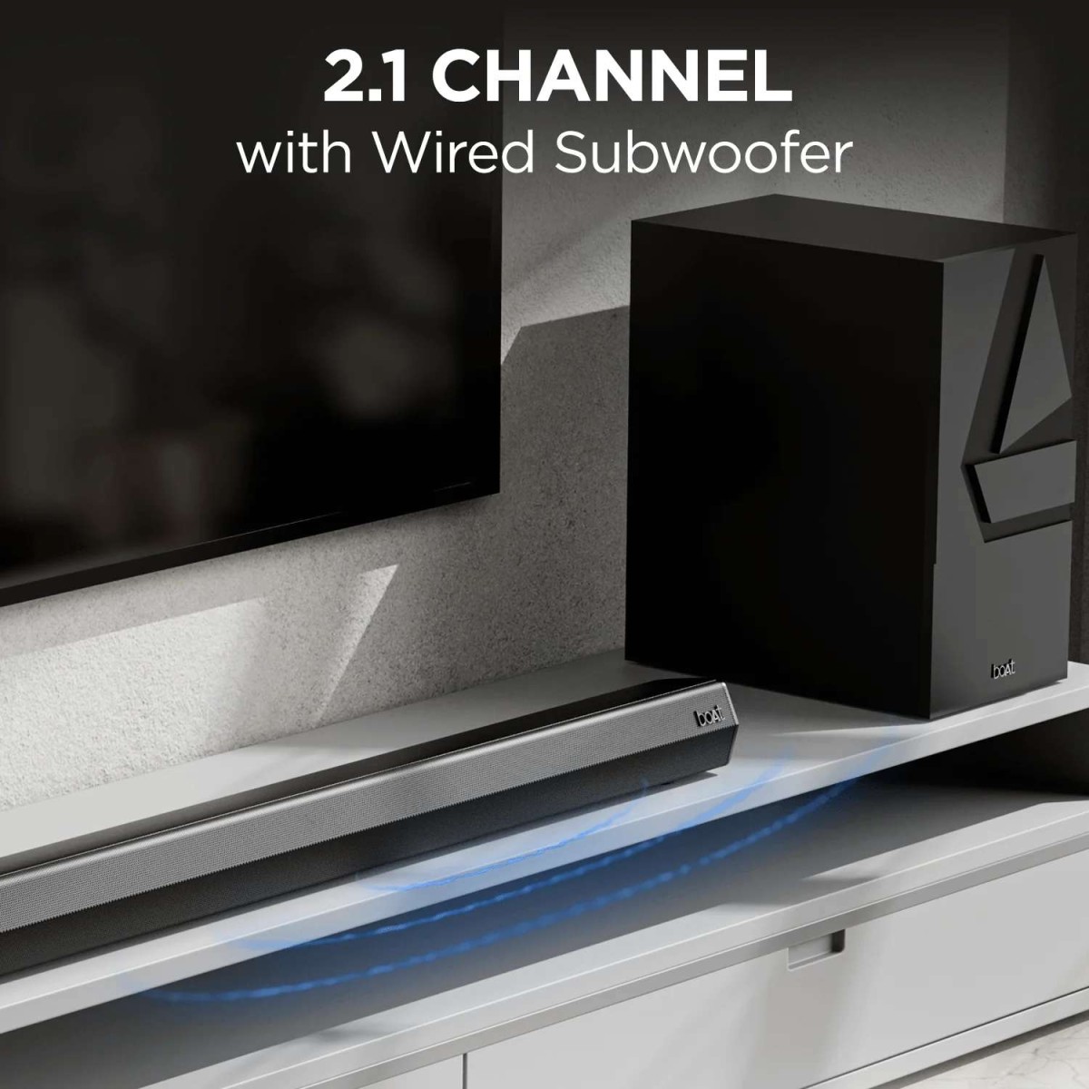 boAt Aavante Bar Thump with Wired Subwoofer, RMS 200 W Bluetooth Soundbar (Carbon Black, 2.1 Channel)