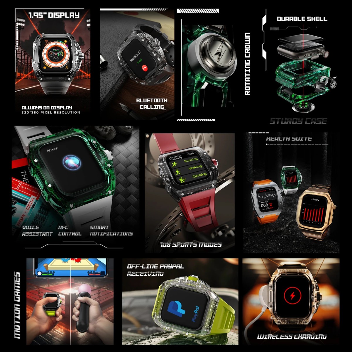 Fire-Boltt Diablo 49.5mm (1.95) Display, Bluetooth Calling, Wireless Charging Smartwatch (Orange Strap, Free Size)