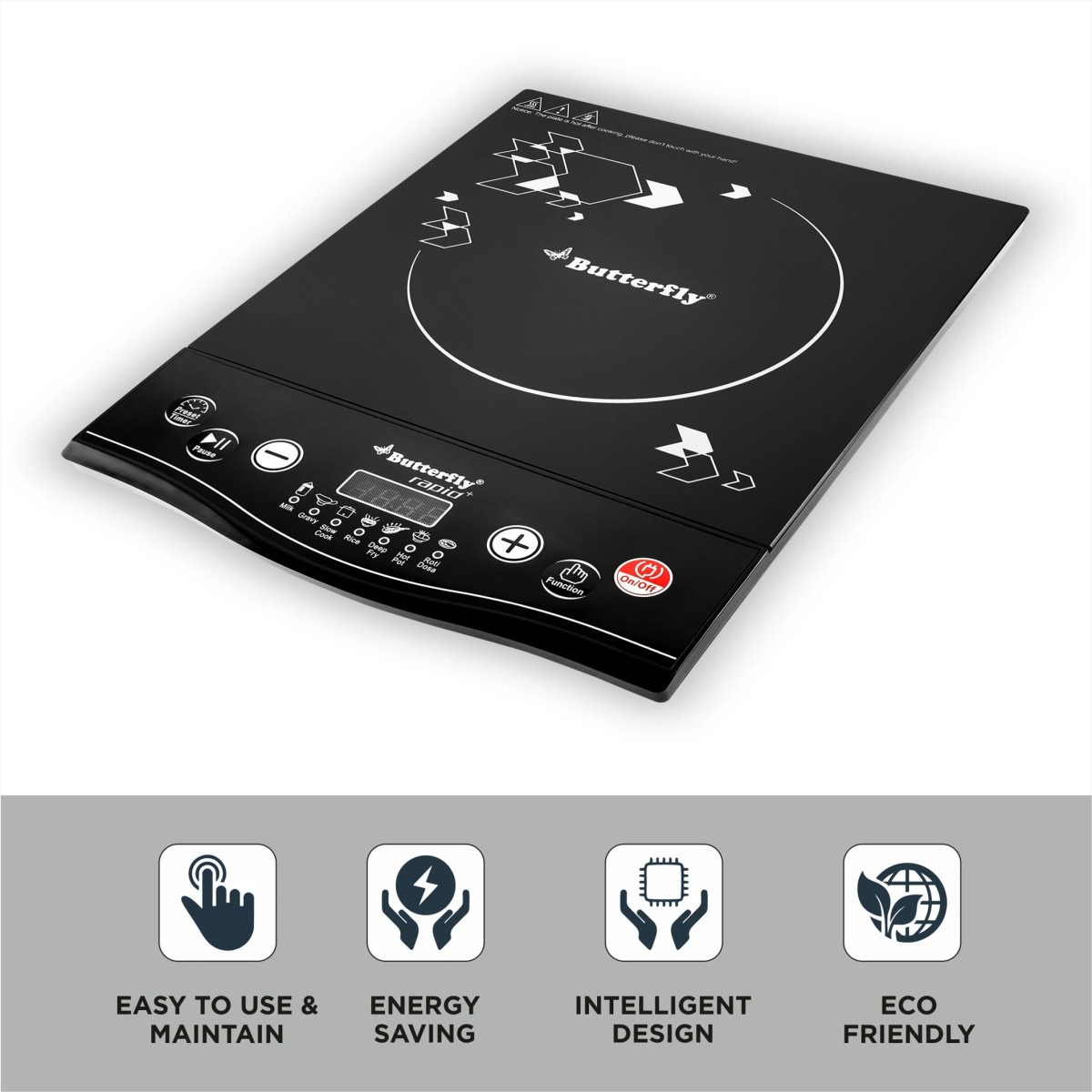 Butterfly Rapid Plus Induction Cooktop (Black, Push Button)