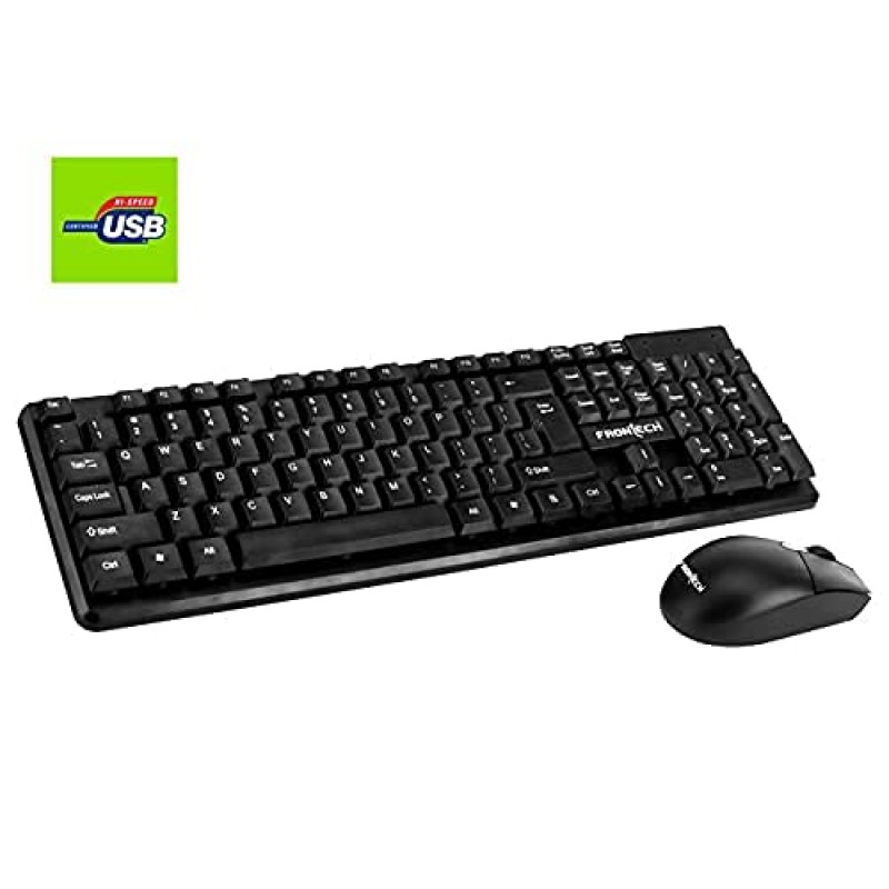 Frontech KB-0001 Wired Keyboard and Optical Wired Mouse Combo | USB Receiver | Black