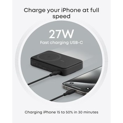 Anker MagGo Power Bank, Qi2 Certified 15W Ultra-Fast MagSafe-Compatible Portable Charger, 10,000mAh Battery Pack Anker MagGo Power Bank, Qi2 Certified 15W Ultra-Fast MagSafe-Compatible Portable Charger, 10,000mAh Battery Pack