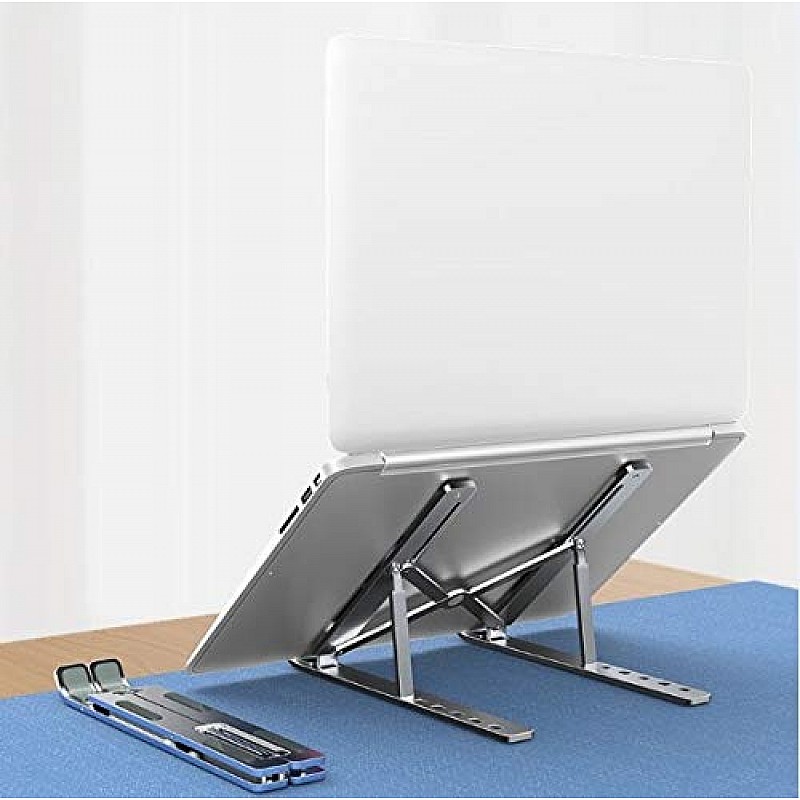 Dyazo Zigzag Height Adjustable Ventilated Aluminium Tabletop Laptop Stand with 6 Angles Multi-Angle 