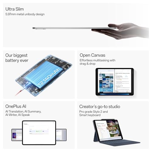 OnePlus Pad 3 World's Fastest Snapdragon 8 Elite Processor, 13.2" 3.4k Screen, 144Hz Adaptive Refresh Rate, 8 Speakers, AI, 12140 mAh Battery, 16 GB RAM + 512 GB ROM WiFi Only Frosted Silver OnePlus Pad 3 World's Fastest Snapdragon 8 Elite Processor, 13.2" 3.4k Screen, 144Hz Adaptive Refresh Rate, 8 Speakers, AI, 12140 mAh Battery, 16 GB RAM + 512 GB ROM WiFi Only Frosted Silver
