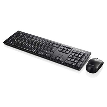 Lenovo 100 Wireless Keyboard and Mouse Set, Ambidextrous 1000 DPI Mouse Optical Sensor, upto 3M clicks, Ultra slim water GX30L66303