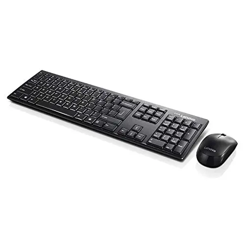 Lenovo 100 Wireless Keyboard and Mouse Set, Ambidextrous 1000 DPI Mouse Optical Sensor, upto 3M clicks, Ultra slim water GX30L66303