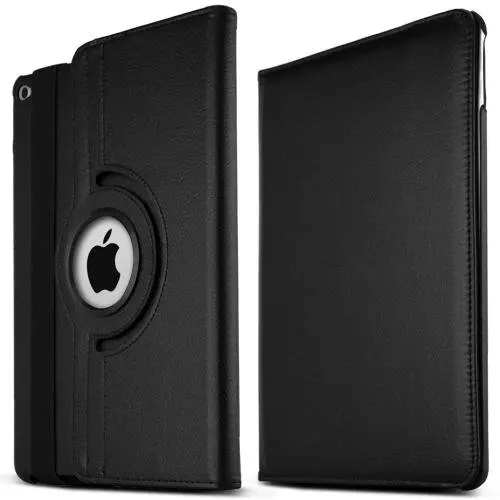 for iPad Air 2 Model. A1566, A1567 Case. MOCA 360°Degree Rotating PU Leather Smart Magnetic Stand Flip Case Cover for Apple iPad Air 2 / iPad 6 Flip Cover case (Black)