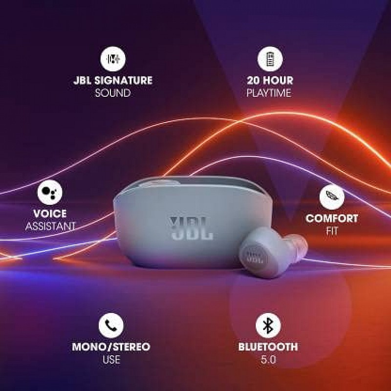 JBL Harman Wave 100TWS Bluetooth Headset Blue True Wireless Earbuds