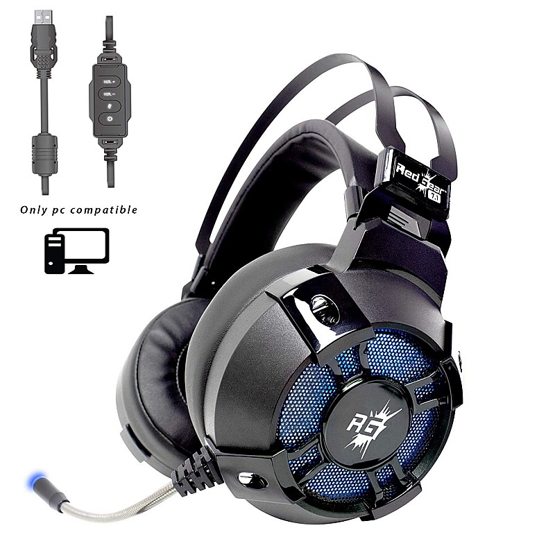 Redgear Cosmo 7.1 USB Wired Gaming Headphones with RGB LED Effect Black