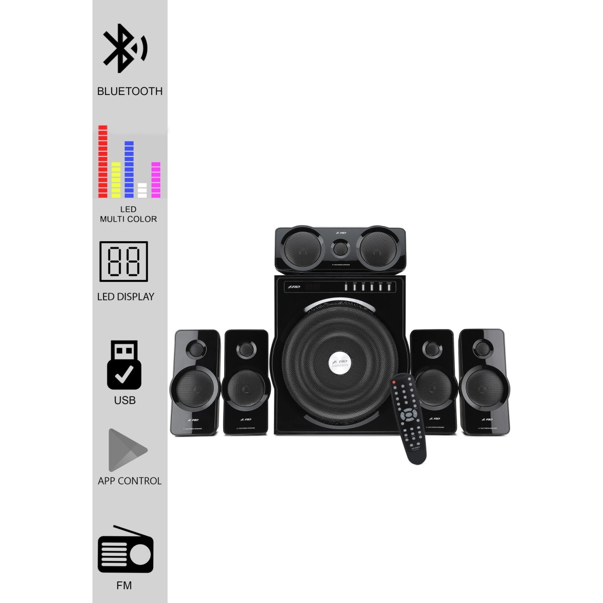 F&D F6000X Powerful 135W Bluetooth Home Audio Speaker & Home Theater System (5.1, Black)-