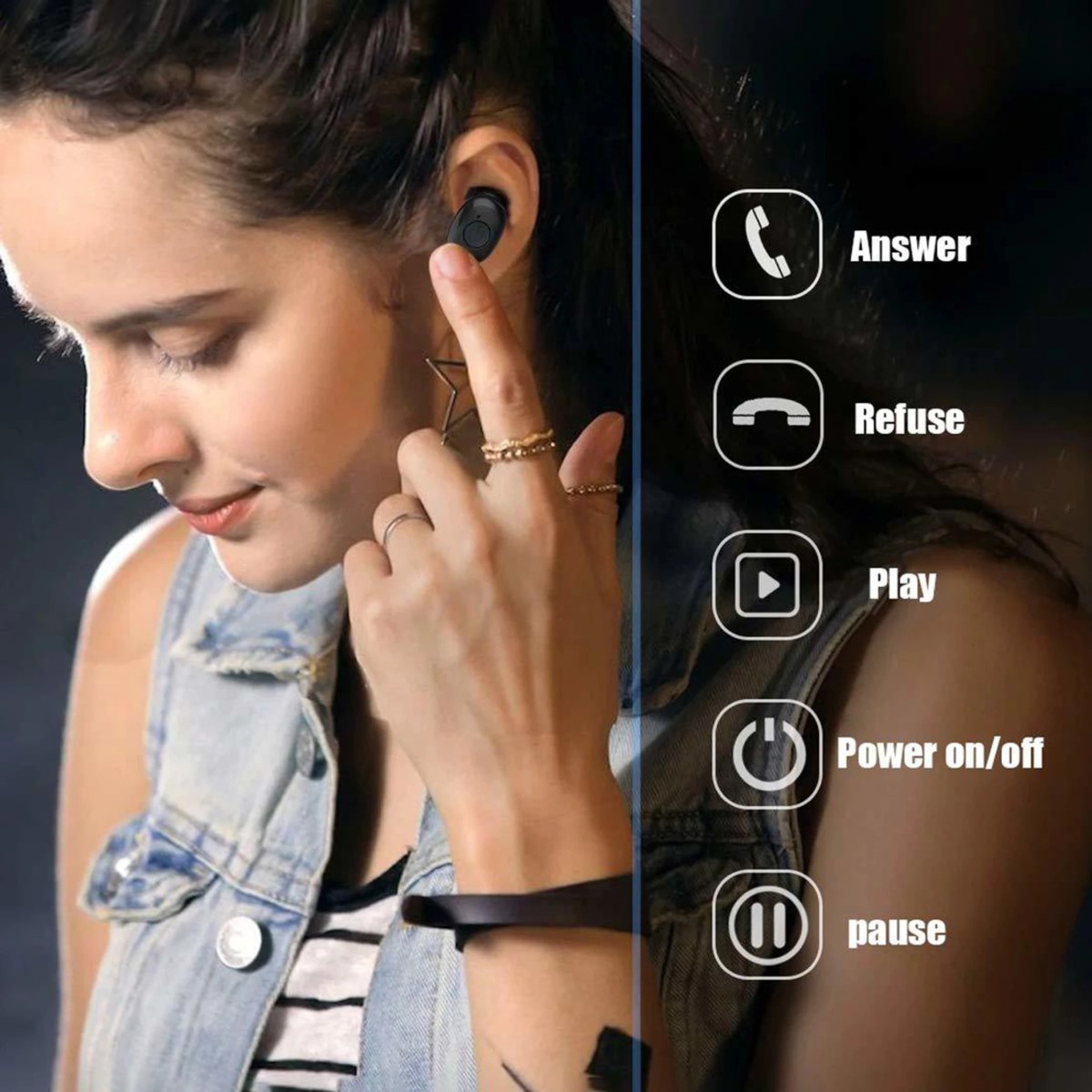 PTron Tango True Wireless Waterproof Twins v5.0 Bluetooth Headset (Black, True Wireless)