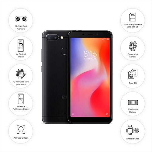 Redmi 6 (Black, 64 GB)  (3 GB RAM) Refurbished
