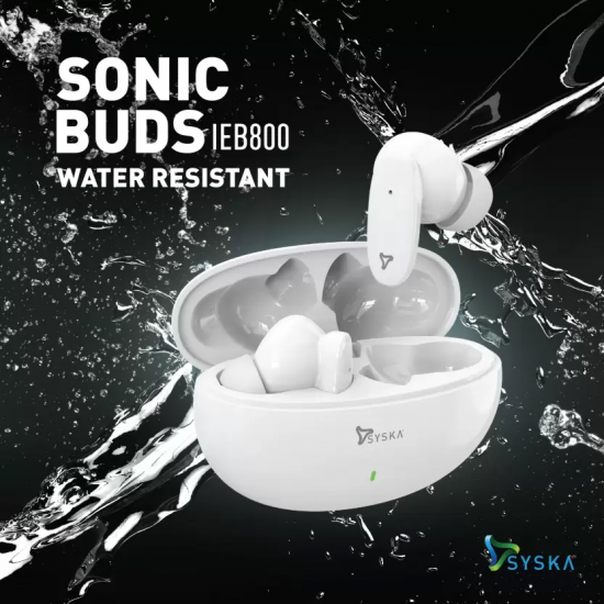 Syska SONIC BUDS IEB800 Bluetooth Headset  (Pristine White, True Wireless)