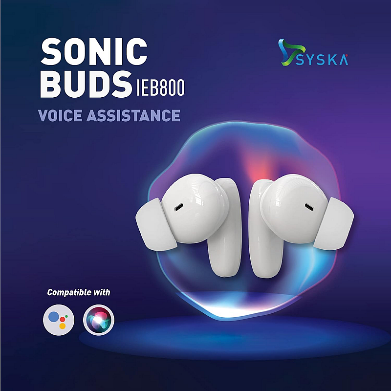 Syska SONIC BUDS IEB800 Bluetooth Headset  (Pristine White, True Wireless)