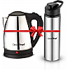 Greenchef Kettle 1.5L Flex 900 ML Stainless Steel water Bottle Electric Kettle  (1.5 L, Silver, Black)