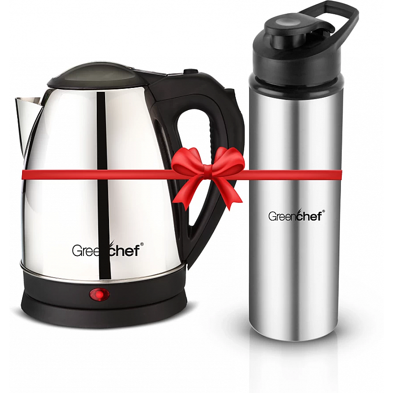 Greenchef Kettle 1.5L Flex 900 ML Stainless Steel water Bottle Electric Kettle  (1.5 L, Silver, Black)