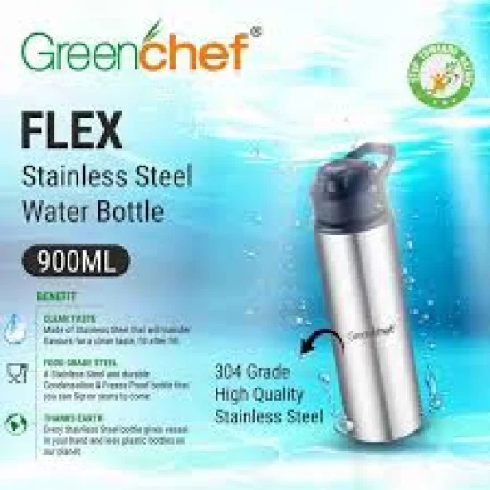 Greenchef Kettle 1.5L Flex 900 ML Stainless Steel water Bottle Electric Kettle  (1.5 L, Silver, Black)