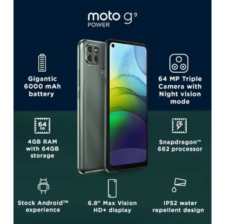 Motorola G9 Power Electric Violet, 4GB RAM, 64GB Storage (Refurb)