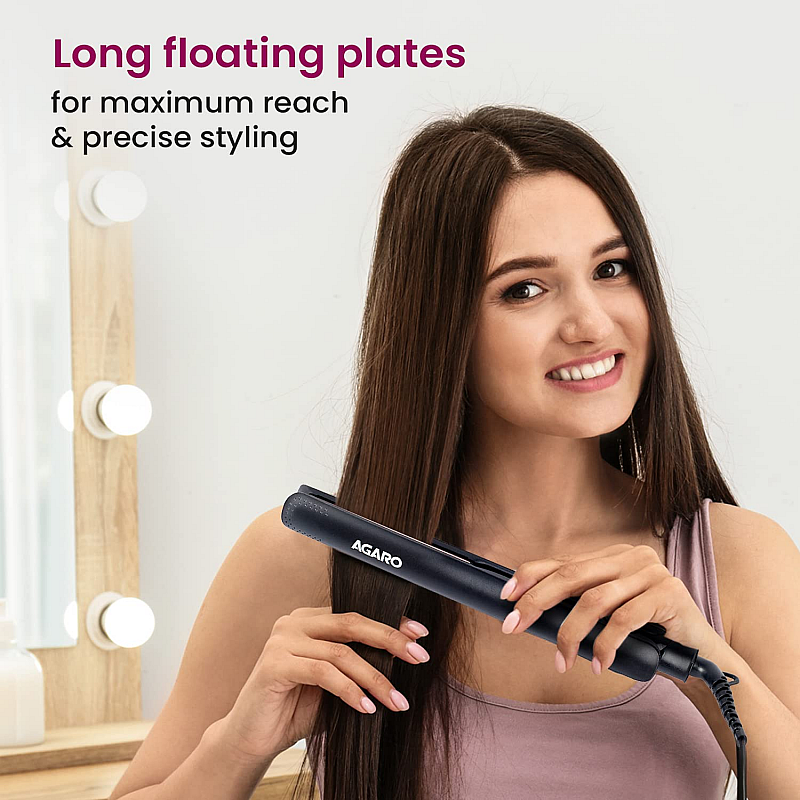 AGARO HS1907 Hair Straightner,Kerating Infused Ceramic Coated Plates Hair Straightening, For Women,Black