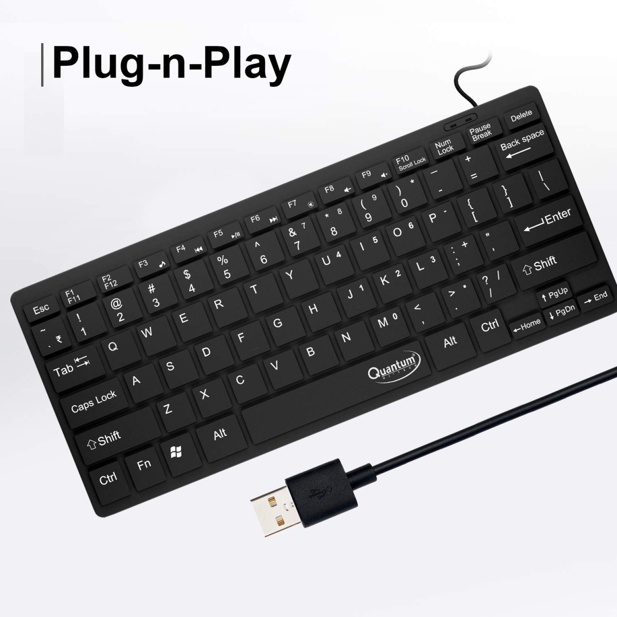 QUANTUM QHM7307 MINI MULTIMEDIA KEYBOARD Wired USB Multi-device Keyboard (Black)