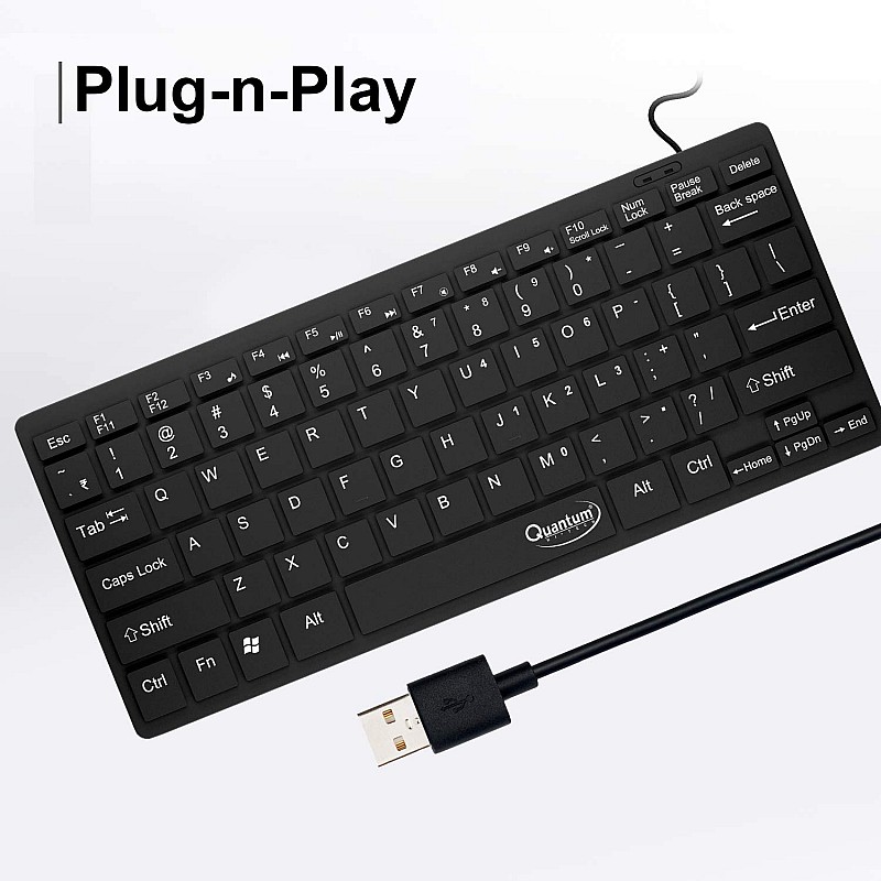 QUANTUM QHM7307 MINI MULTIMEDIA KEYBOARD Wired USB Multi-device Keyboard  (Black)