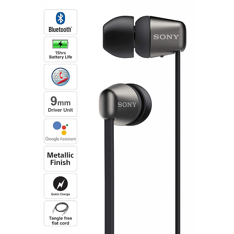 SONY WI-C310 Bluetooth Headset  (Black, In the Ear)