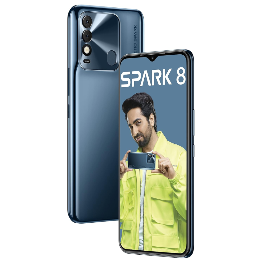 TECNO Spark 8 (Atlantic Blue, 3GB RAM,32GB Storage) refurbished