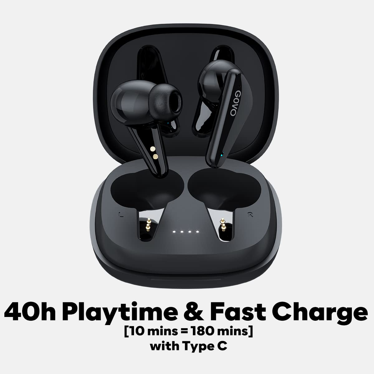 GOVO GOBUDS 600 True Wireless in Ear Earbuds with Mic, ENC, 40H Playtime Black