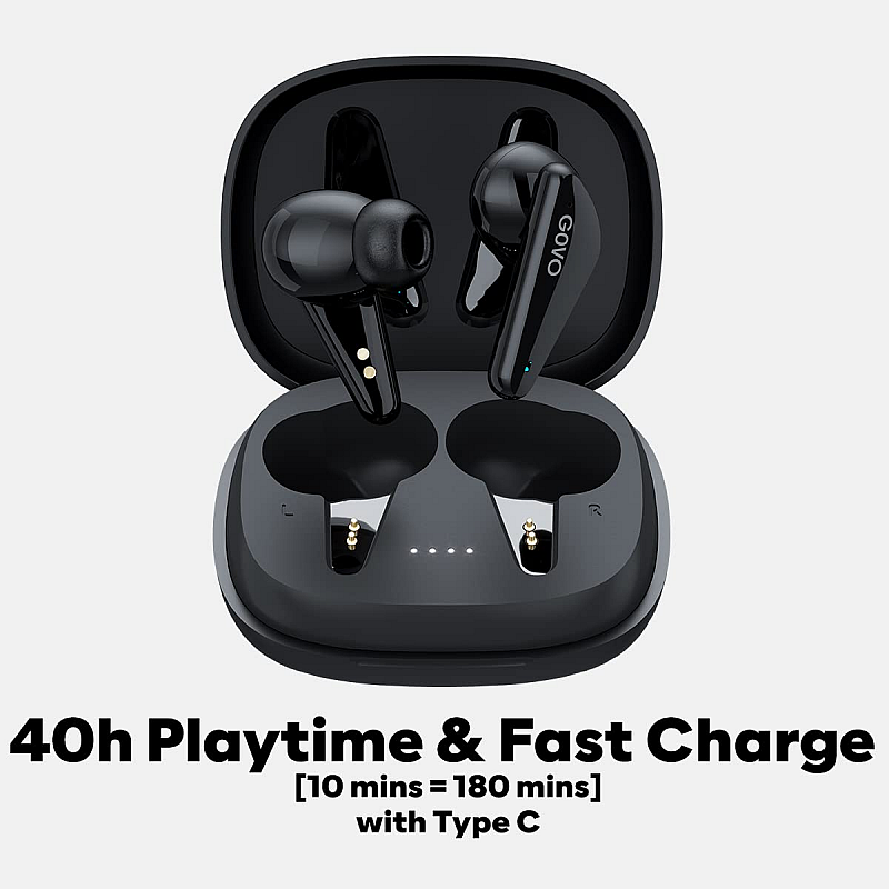 GOVO GOBUDS 600 True Wireless in Ear Earbuds with Mic, ENC, 40H Playtime Black