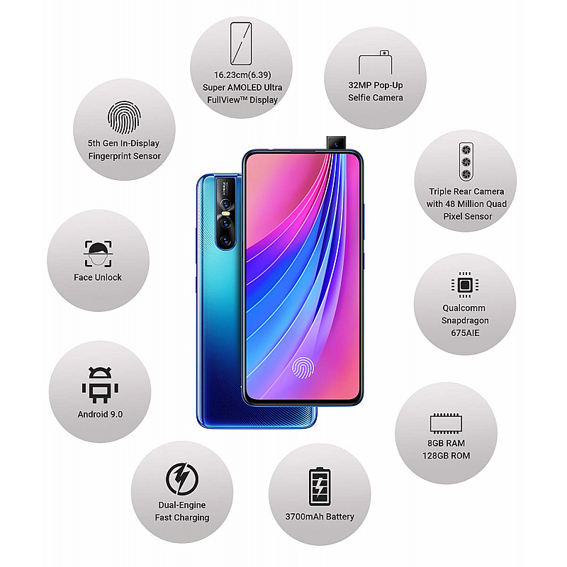 Vivo V15 Pro (Topaz Blue, 8GB RAM, 128GB Storage) Refurbished