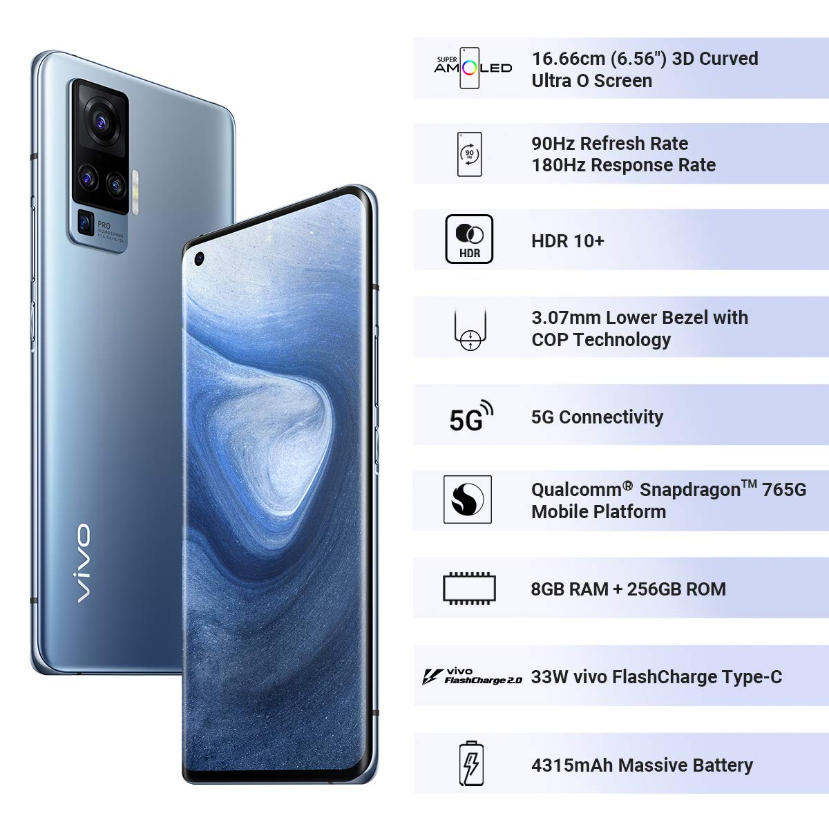 vivo X50 Pro (Alpha Grey 8 GB RAM 256GB Storage (refurbished)