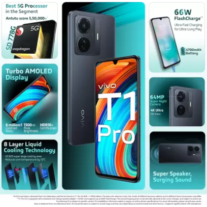vivo T1 Pro 5G (Turbo Black 6 GB RAM 128 GB Storage Refurbished