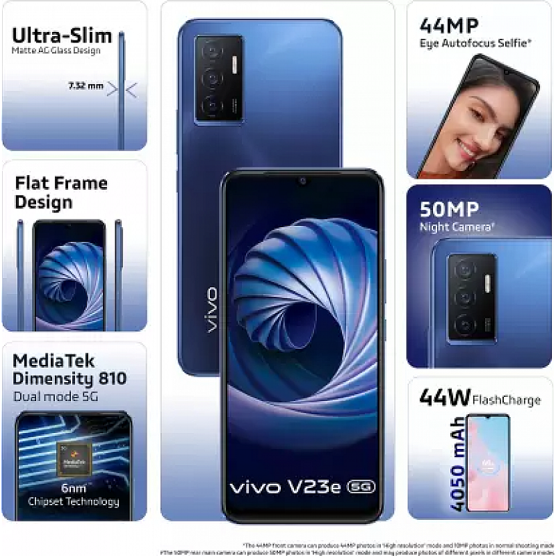 Vivo V23e 5G Midnight Blue 8GB RAM, 128GB Storage) Refurbished 