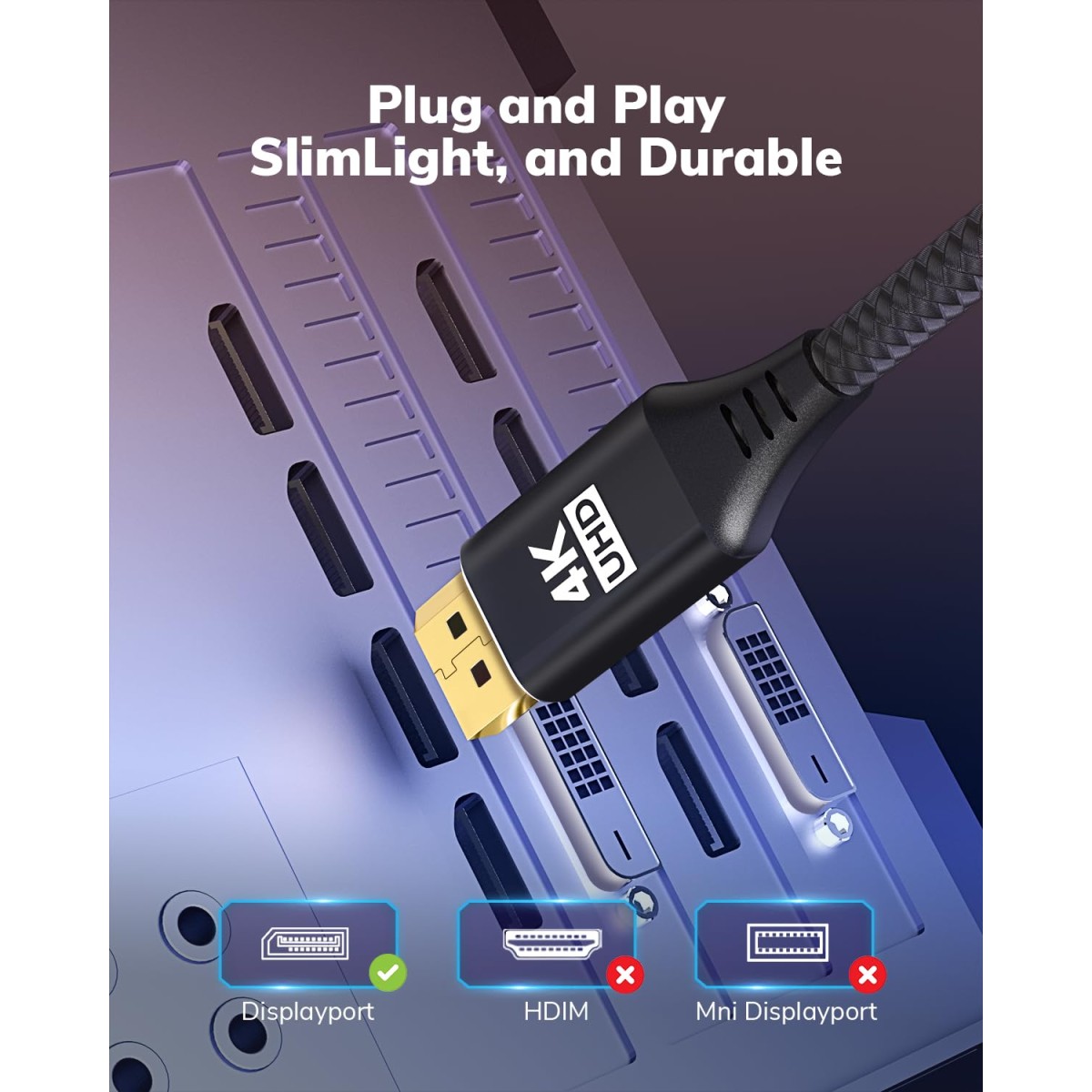 KELink 4K DisplayPort to Mini HDMI Cable 3FT, DP to Mini HDMI Male Video UHD 1440P/2K@120Hz,4K@30 Nylon DP to Mini HDMI Uni-Directional