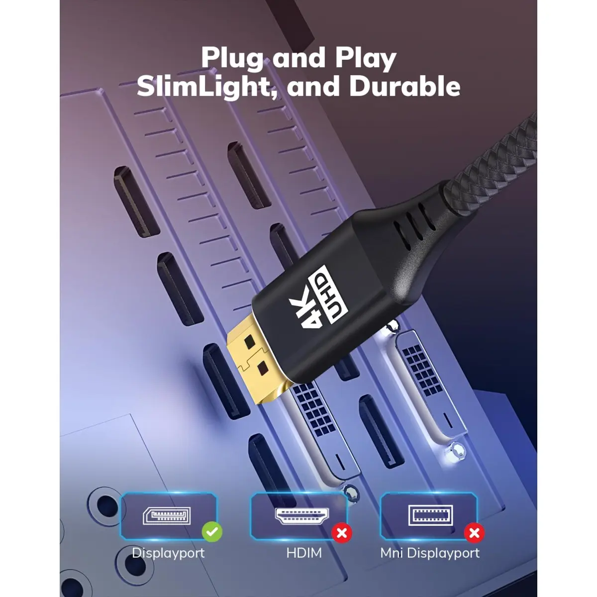 KELink 4K DisplayPort to Mini HDMI Cable 3FT, DP to Mini HDMI Male Video UHD 1440P/2K@120Hz,4K@30 Nylon DP to Mini HDMI Uni-Directional