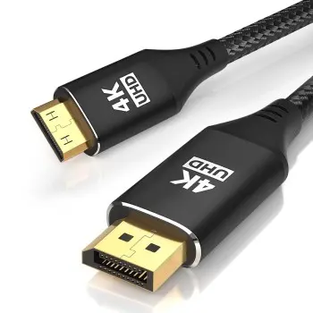 KELink 4K DisplayPort to Mini HDMI Cable 3FT, DP to Mini HDMI Male Video UHD 1440P/2K@120Hz,4K@30 Nylon DP to Mini HDMI Uni-Directional
