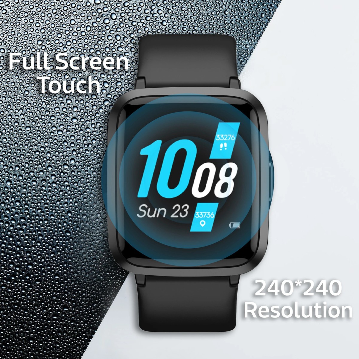 Ambrane Pulse Smartwatch (Black Strap, Regular)