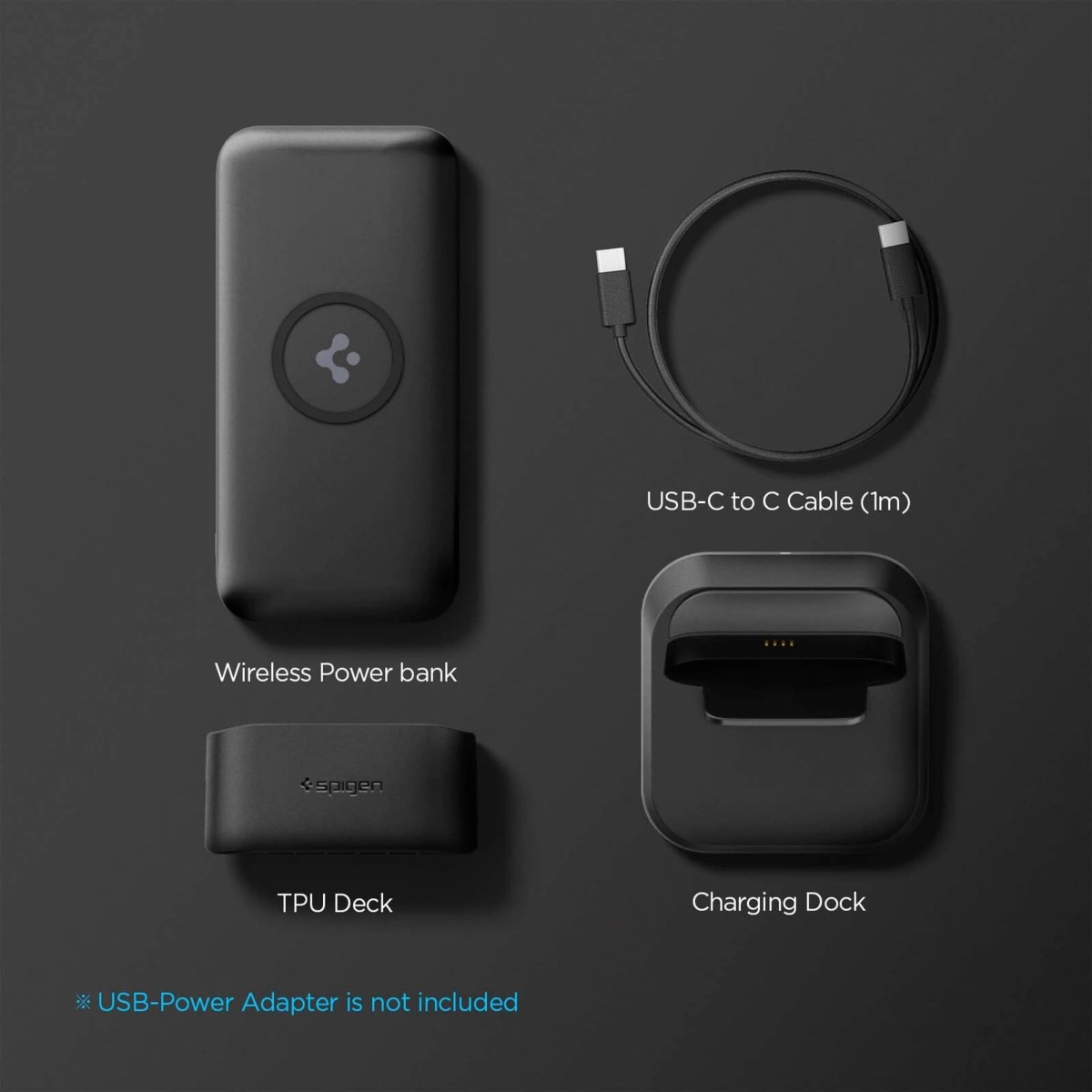 Spigen 10000 mAh 20 W Wireless Power Bank Black, Lithium Polymer, Fast Charging for Mobile, Laptop)