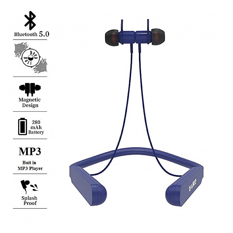 truke Yoga 1 in-Ear Neckband Wireless Bluetooth Earphones with Mic (Blue)