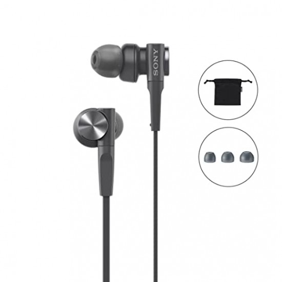 Sony MDR-XB55 Extra-Bass in-Ear Headphones Without Mic(Black)